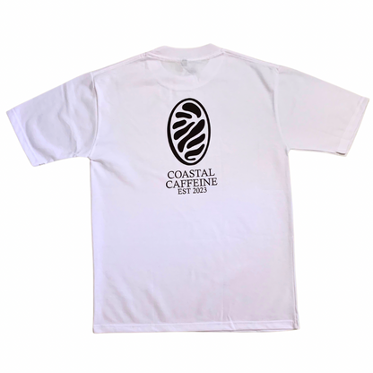 "COFFEE BY THE BEACH" TEE IN WHITE